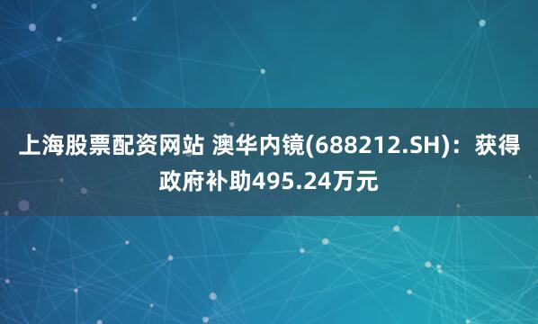 上海股票配资网站 澳华内镜(688212.SH)：获得政府补助495.24万元