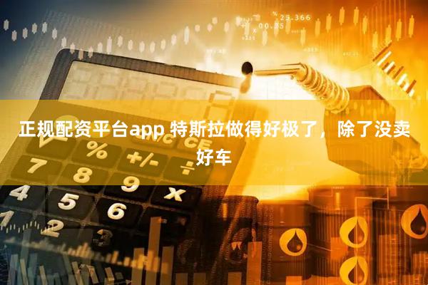 正规配资平台app 特斯拉做得好极了，除了没卖好车